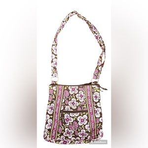 Vera Bradley Plum Petals Quilted Hipster Crossbody Bag Adjustable Strap Quilted